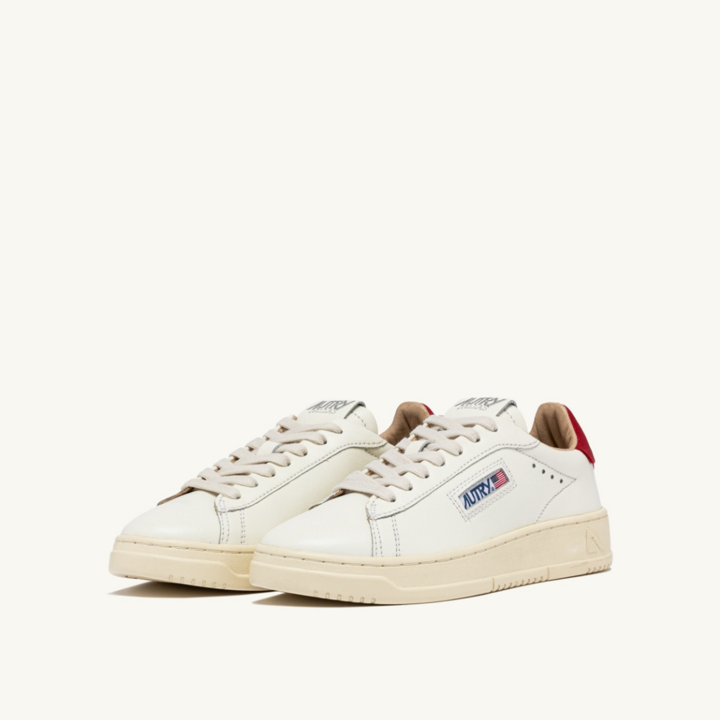 DALLAS LOW SNEAKERS IN WHITE AND RED LEATHER