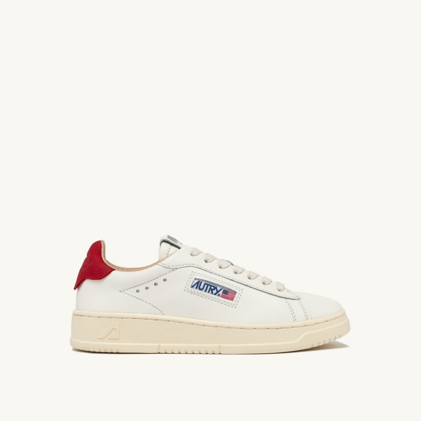 DALLAS LOW SNEAKERS IN WHITE AND RED LEATHER