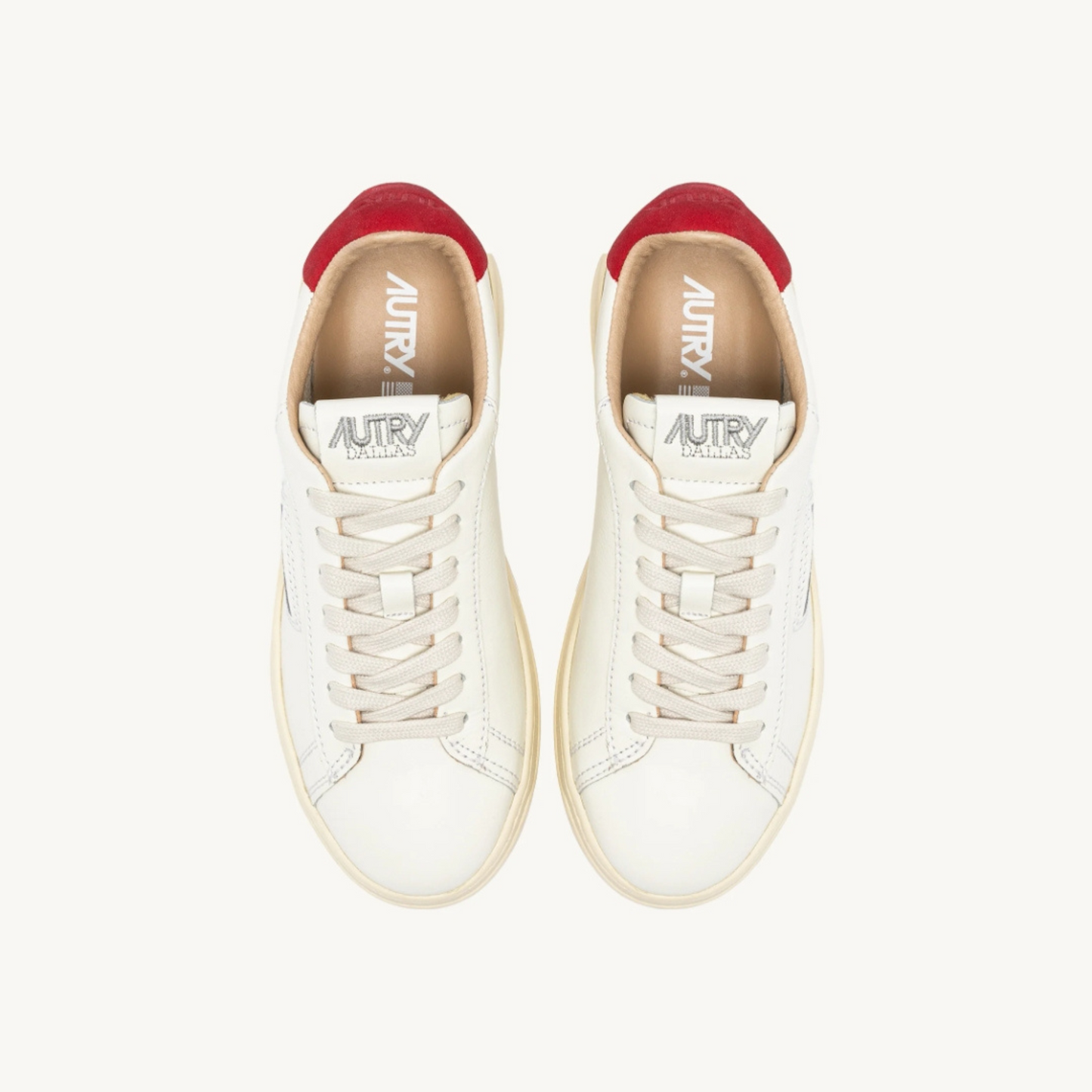 DALLAS LOW SNEAKERS IN WHITE AND RED LEATHER